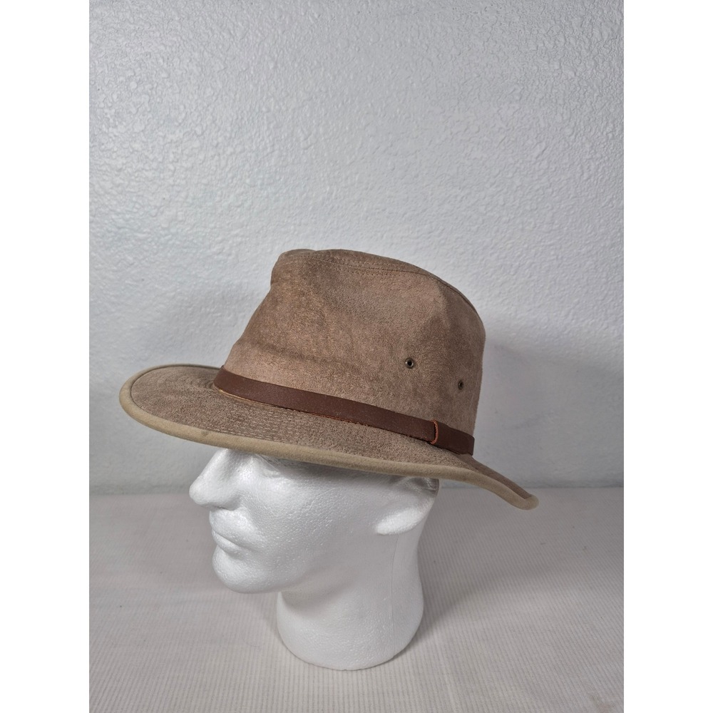 HatQuarters by Henschel Light Brown Faux Suede Safari Fedora Hat Size Medium